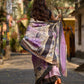 Dusty Lavender Tussar Silk Saree with Elegant Floral Print & Zari Border