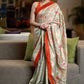 Exclusive embroidered silk linen saree