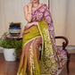 Pink & Green dyed exclusive hand Batik cotton saree