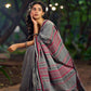 Poised Grey Cotton Saree with Classic Hand Block Printed Borders