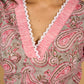 Gleam Grey Cotton Kurta with Paisley Prints and Crochet Charm