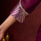 Regal Purple Silk Kurta with Gathered Silhouette & Brocade Accents