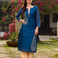 Elegant Navy Blue Chanderi Hand Block Printed Kurta with Intricate Motifs