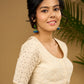 Delicate cotton hakoba blouse with intricate floral patterns - Optional Plain Saree
