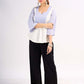 Powder Blue Dobby Cotton Contemporary Top with Soft Gathered Waist