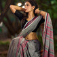 Poised Grey Cotton Saree with Classic Hand Block Printed Borders