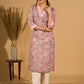 Gleam Grey Cotton Kurta with Paisley Prints and Crochet Charm