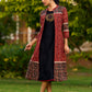 Handcrafted Black Rayon Dress Adorned with Traditional Warli Painting - Jacket Optional