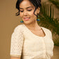 Delicate cotton hakoba blouse with intricate floral patterns - Optional Plain Saree