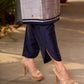 Refined Grey Cotton Silk Kurta with Intricate Contrasting Mirror Work