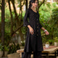 Refined Black Cotton Kurta with Soft Structured Fit