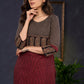 Elegant-Maroon-Cotton-Ikat-And-Ajrakh-Combination-Kurta--Pant-Optional