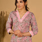 Gleam Grey Cotton Kurta with Paisley Prints and Crochet Charm
