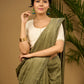 Delicate cotton hakoba blouse with intricate floral patterns - Optional Plain Saree