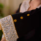 Timeless Black Cotton Kurta with White Floral Hand Block Printed Yoke, Cuffs & Hem with Contrast Button Detail