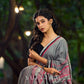 Poised Grey Cotton Saree with Classic Hand Block Printed Borders