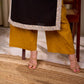Timeless Black Cotton Kurta with White Floral Hand Block Printed Yoke, Cuffs & Hem with Contrast Button Detail