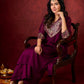 Regal Purple Silk Kurta with Gathered Silhouette & Brocade Accents