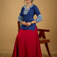 Classic indigo cotton top featuring smart and elegant collar design - skirt optional