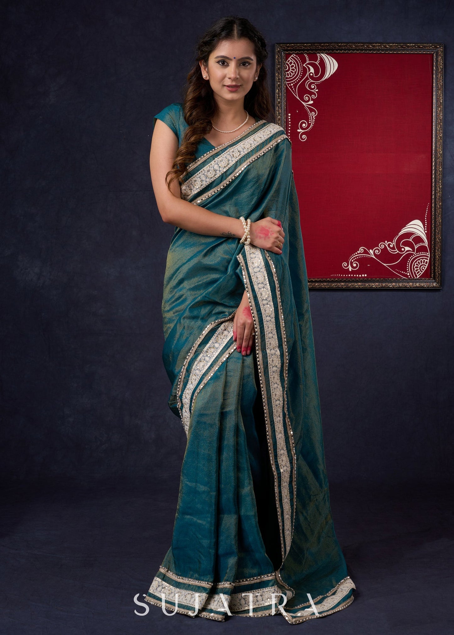 Beautiful Tissue saree Highlighted with Lace Detailing
