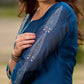 Elegant Navy Blue Chanderi Hand Block Printed Kurta with Intricate Motifs