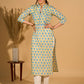 Lush Lemon Mul Cotton Kurta with Contrast Piping and Delicate Pearl Embellishments