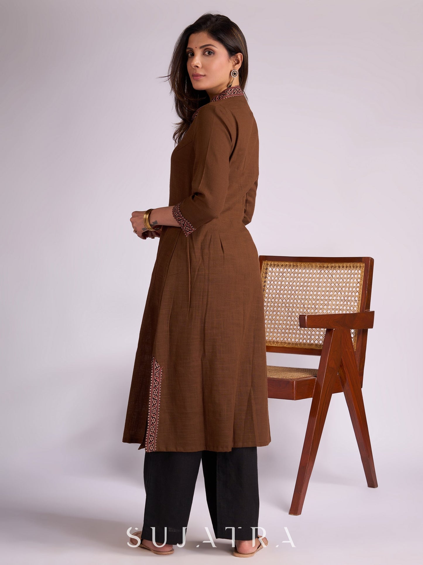 Ajrakh Aura Brown Cotton Kurta