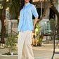 Powder Blue Modal Shirt Accented With Subtle Lace Details