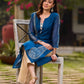 Elegant Navy Blue Chanderi Hand Block Printed Kurta with Intricate Motifs