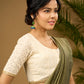 Delicate cotton hakoba blouse with intricate floral patterns - Optional Plain Saree