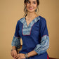 Classic indigo cotton top featuring smart and elegant collar design - skirt optional