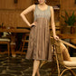 Earth Essence Paneled Brown Dress with Contrast Yoke