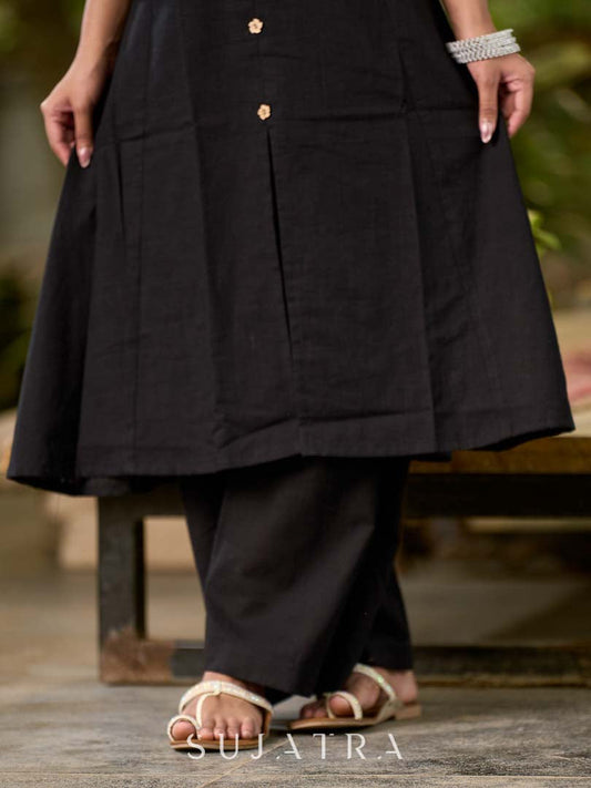 Refined Black Cotton Tailored Fit Pant