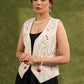 Garden Party Elegance : Off White Floral Embroidered Waist Coat   Dress Optional