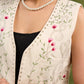 Garden Party Elegance : Off White Floral Embroidered Waist Coat   Dress Optional