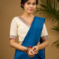 Elegant off-white cotton madhubani Hand blouse - Optional Plain Saree
