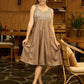 Earth Essence Paneled Brown Dress with Contrast Yoke