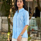 Powder Blue Modal Shirt Accented With Subtle Lace Details