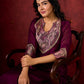 Regal Purple Silk Kurta with Gathered Silhouette & Brocade Accents