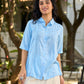Powder Blue Modal Shirt Accented With Subtle Lace Details
