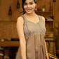 Earth Essence Paneled Brown Dress with Contrast Yoke