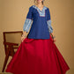 Classic indigo cotton top featuring smart and elegant collar design - skirt optional