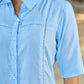 Powder Blue Modal Shirt Accented With Subtle Lace Details
