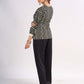 Black Cotton Contemporary Top with Ethnic Stripe Pattern and Embroidered Neckline