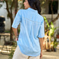 Powder Blue Modal Shirt Accented With Subtle Lace Details