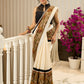 Elegant off white cotton saree with exclusive kalamkari combination