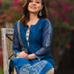 Elegant Navy Blue Chanderi Hand Block Printed Kurta with Intricate Motifs