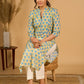 Lush Lemon Mul Cotton Kurta with Contrast Piping and Delicate Pearl Embellishments