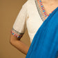 Elegant off-white cotton madhubani Hand blouse - Optional Plain Saree