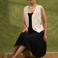 Garden Party Elegance : Off White Floral Embroidered Waist Coat   Dress Optional